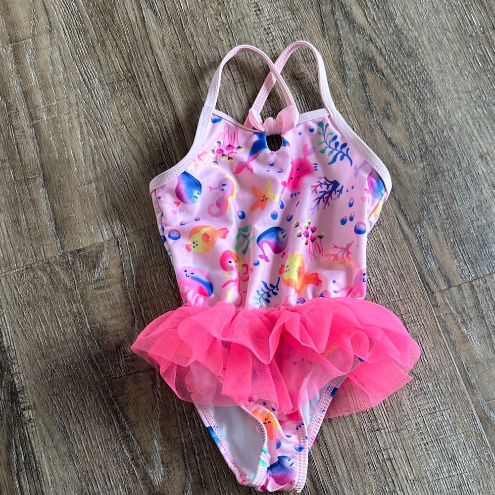 Wonder Nation Pink Kids Swim One Piece with Tutu